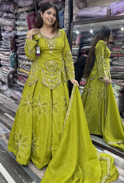 Designer Indo Western Lehenga with Embroidered Shirt and Dupatta