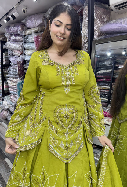 Designer Indo Western Lehenga with Embroidered Shirt and Dupatta