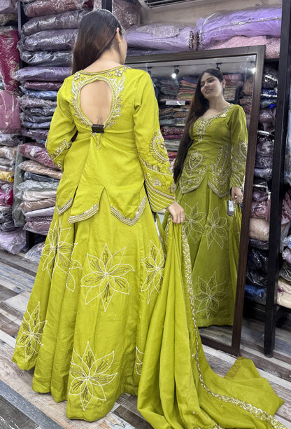 Designer Indo Western Lehenga with Embroidered Shirt and Dupatta