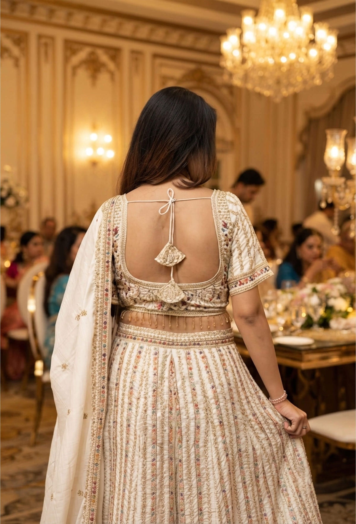 Beautiful Multi Thread Embroidered Crop Top Sharara with Dupatta