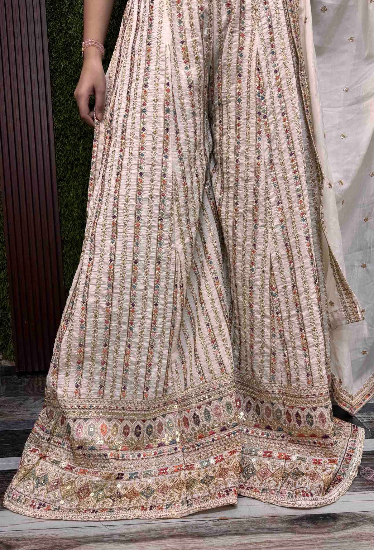 Beautiful Multi Thread Embroidered Crop Top Sharara with Dupatta