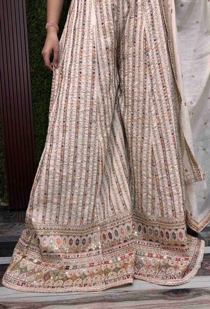 Beautiful Multi Thread Embroidered Crop Top Sharara with Dupatta