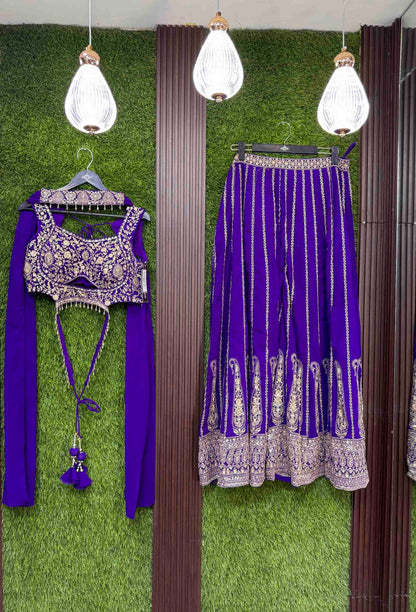 Designer Crop Top Sharara with Full Flare Embroidery & Choker Dupatta