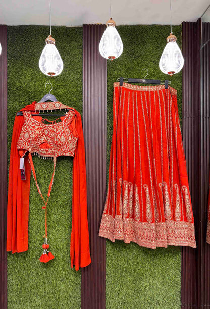 Designer Crop Top Sharara with Full Flare Embroidery & Choker Dupatta