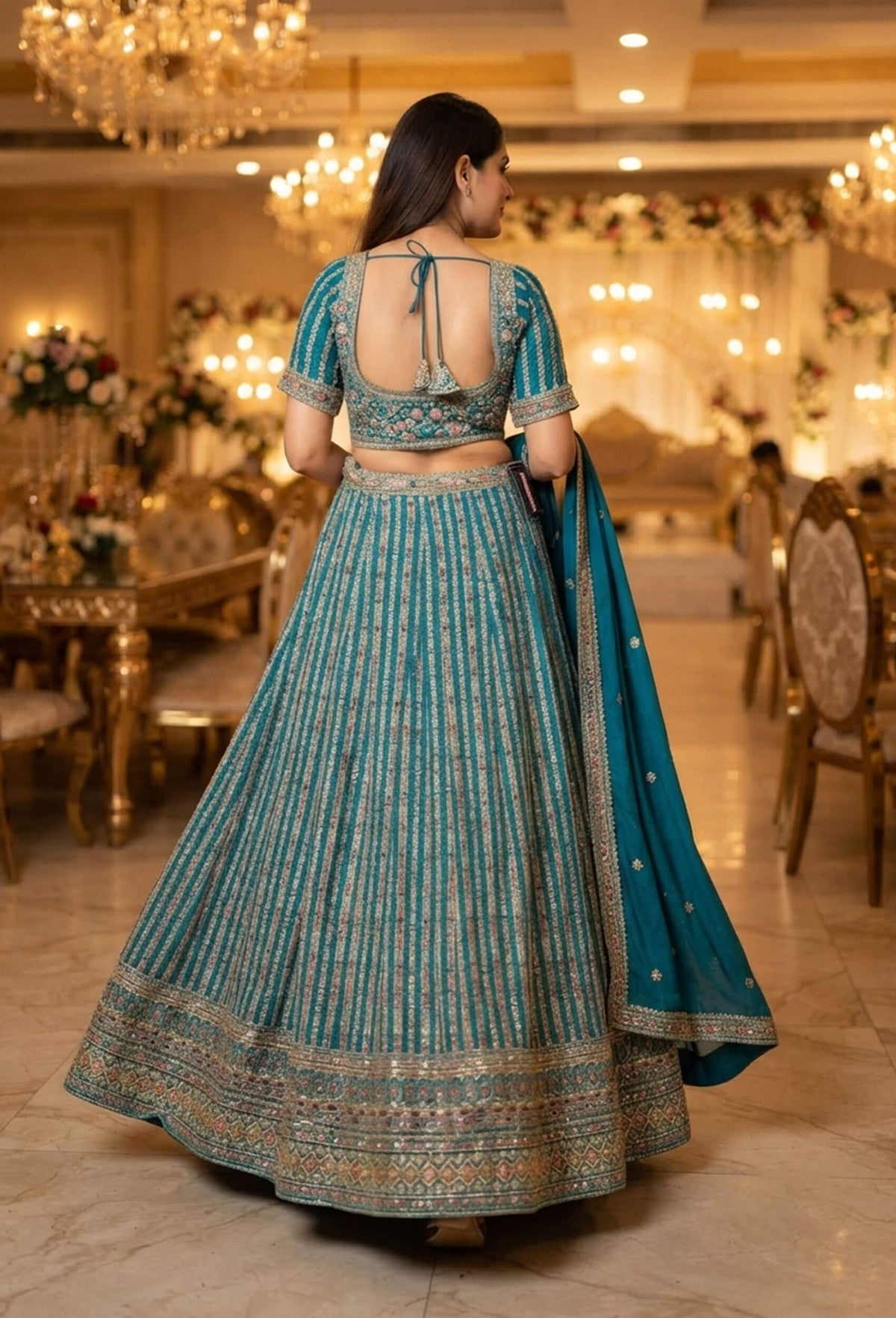 Multi-Thread Embroidered Heavy Lehenga Set with Designer Blouse & Dupatta