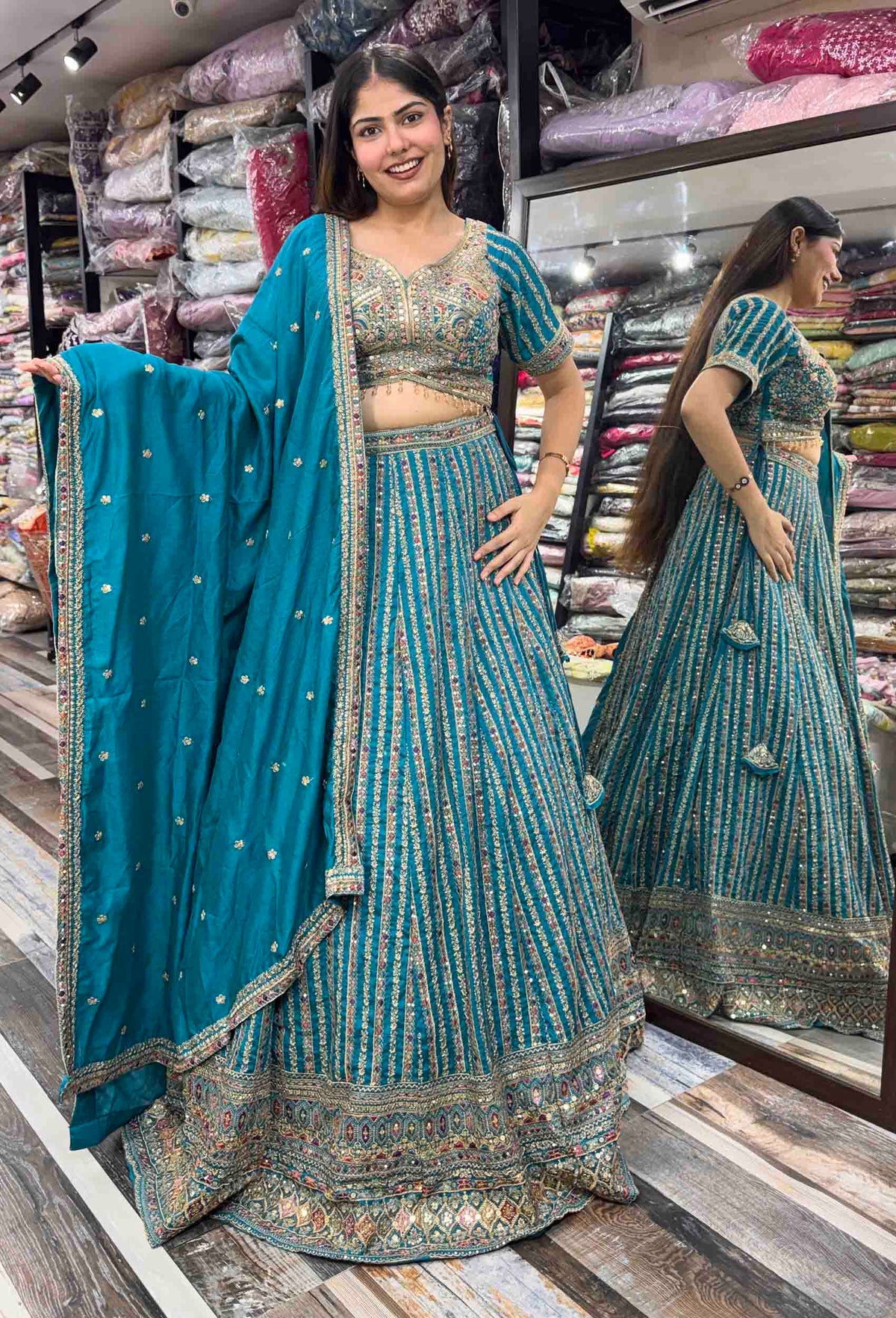 Multi-Thread Embroidered Heavy Lehenga Set with Designer Blouse & Dupatta