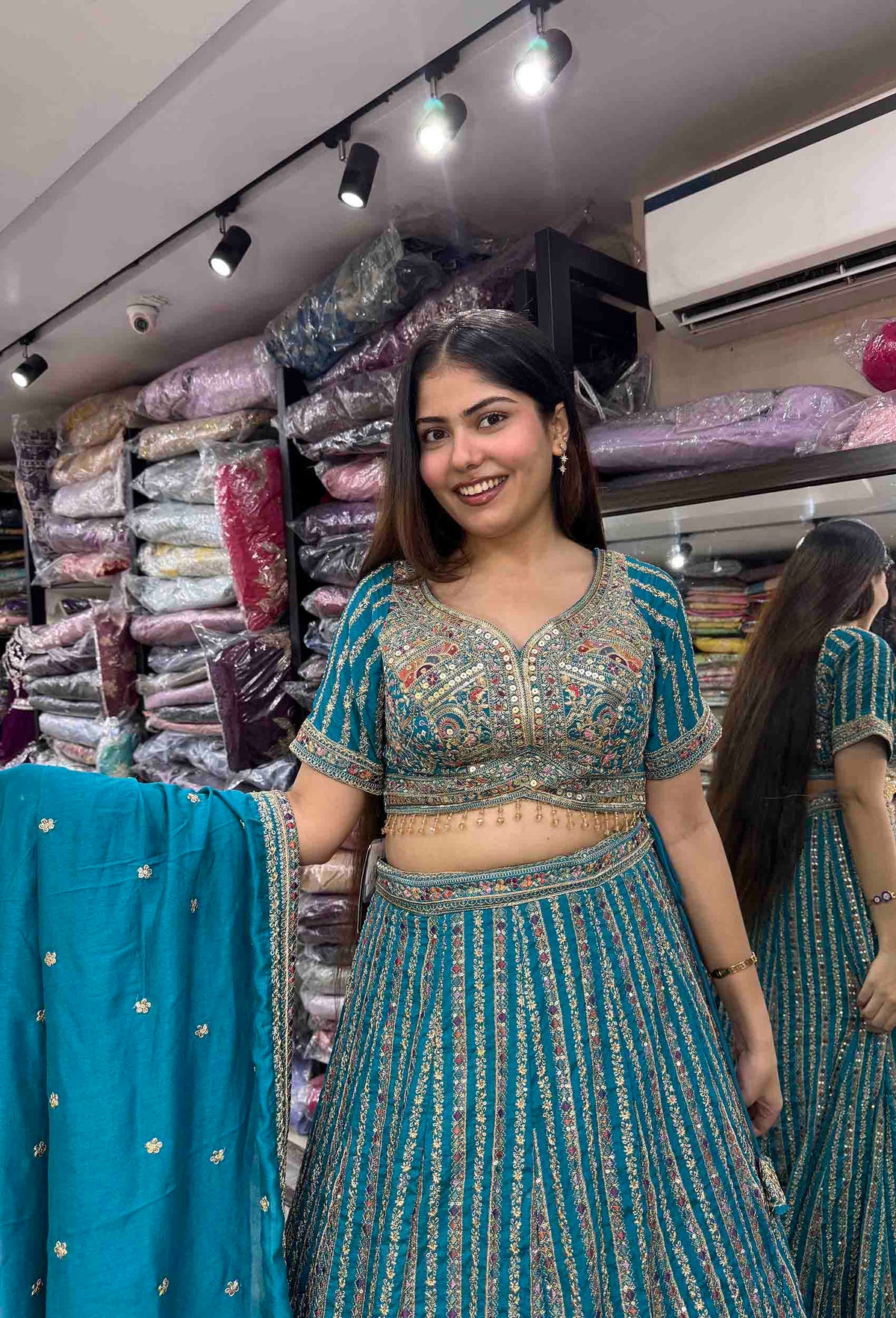 Multi-Thread Embroidered Heavy Lehenga Set with Designer Blouse & Dupatta