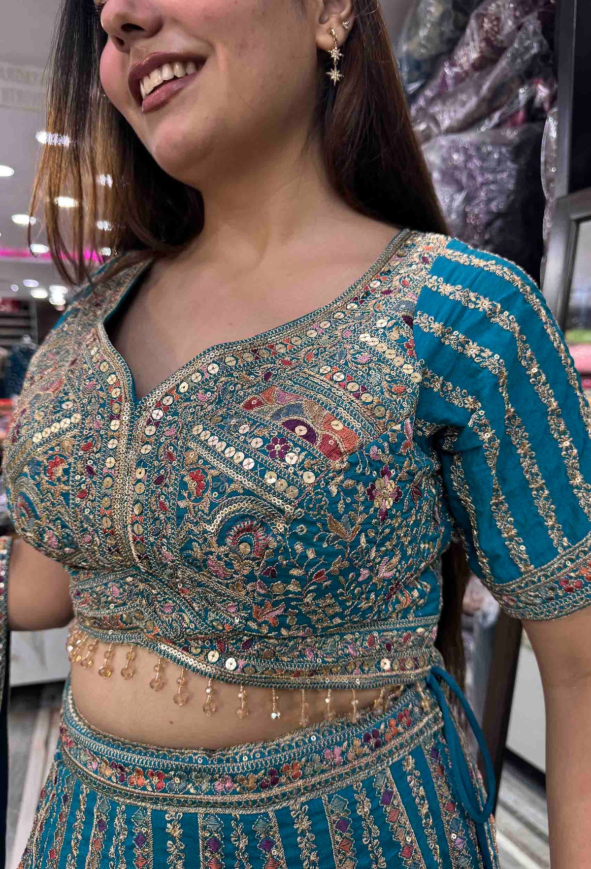 Multi-Thread Embroidered Heavy Lehenga Set with Designer Blouse & Dupatta