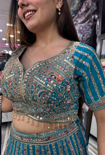 Multi-Thread Embroidered Heavy Lehenga Set with Designer Blouse & Dupatta
