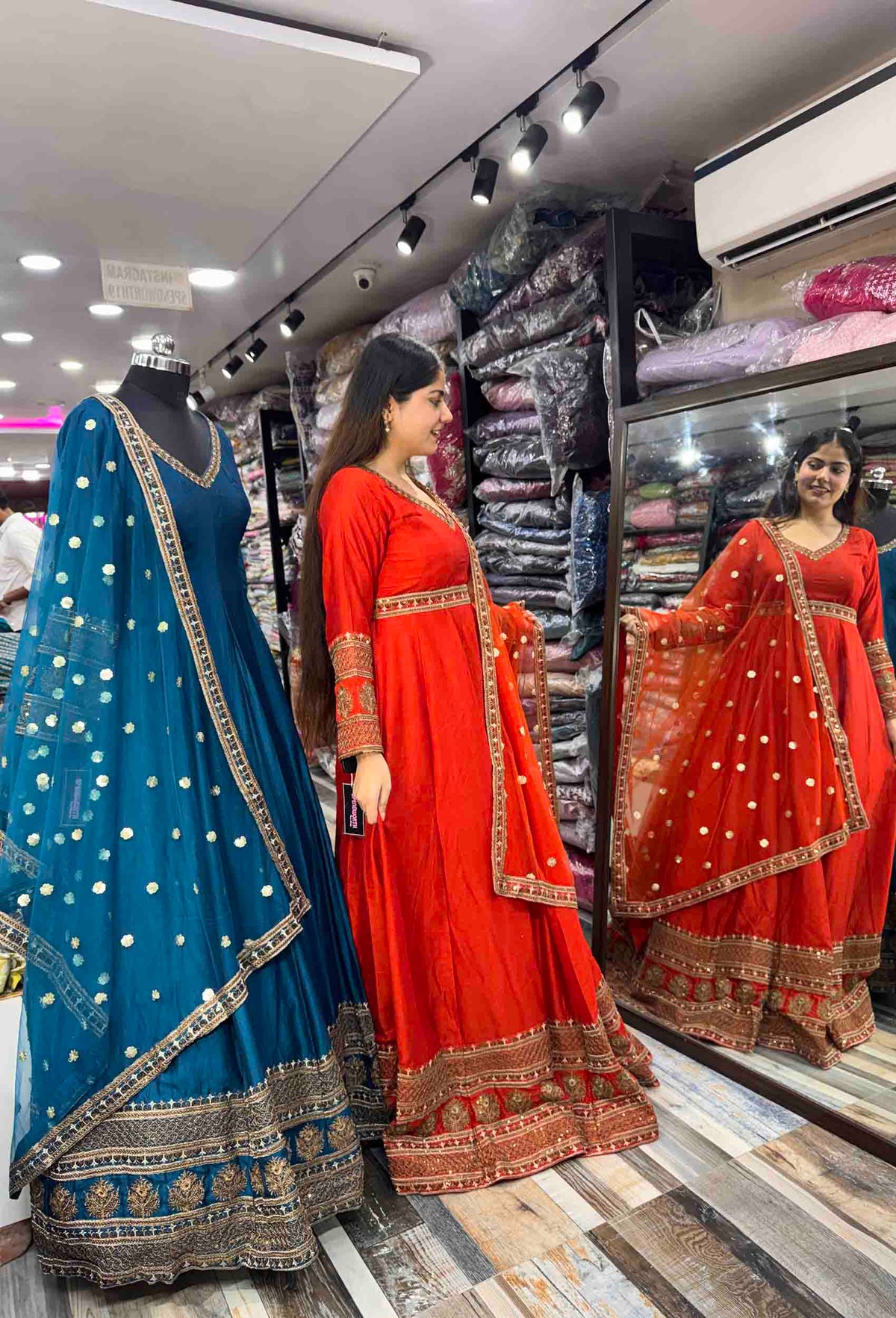 Pure Silk Zari Embroidered Floor-Length Anarkali with Full Sleeves & Net Dupatta