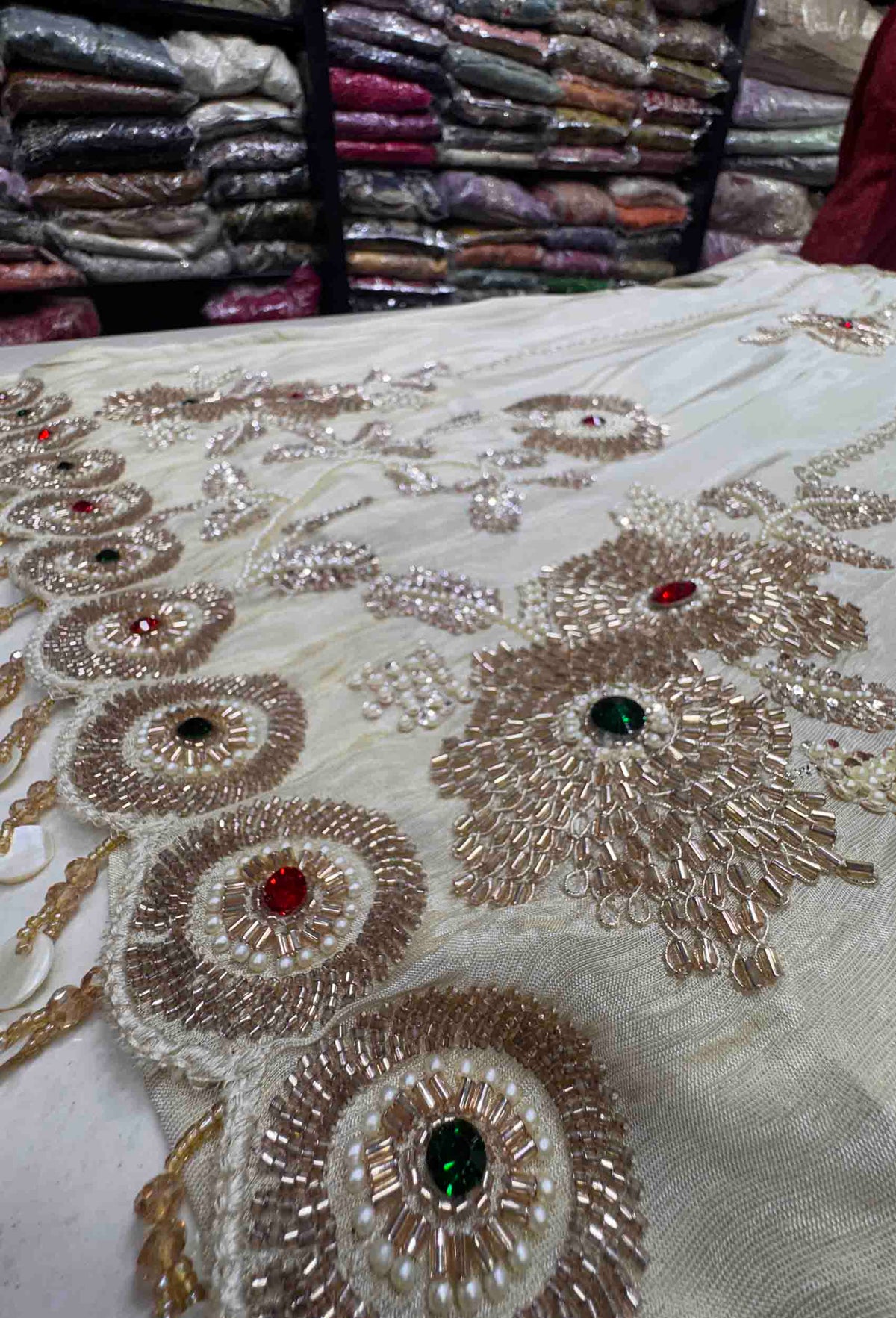 Embroidered Straight Suit with Trouser Pants & Double-Tone Silk Dupatta