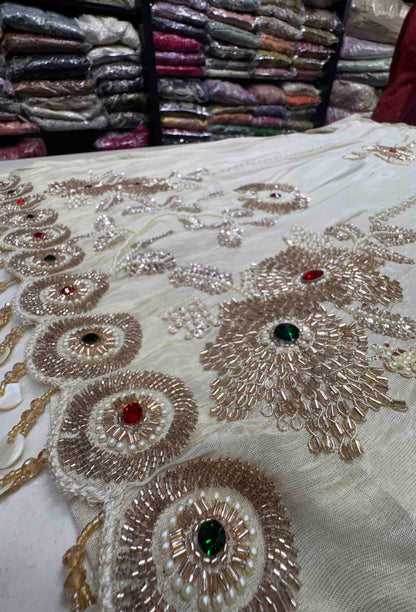 Embroidered Straight Suit with Trouser Pants & Double-Tone Silk Dupatta