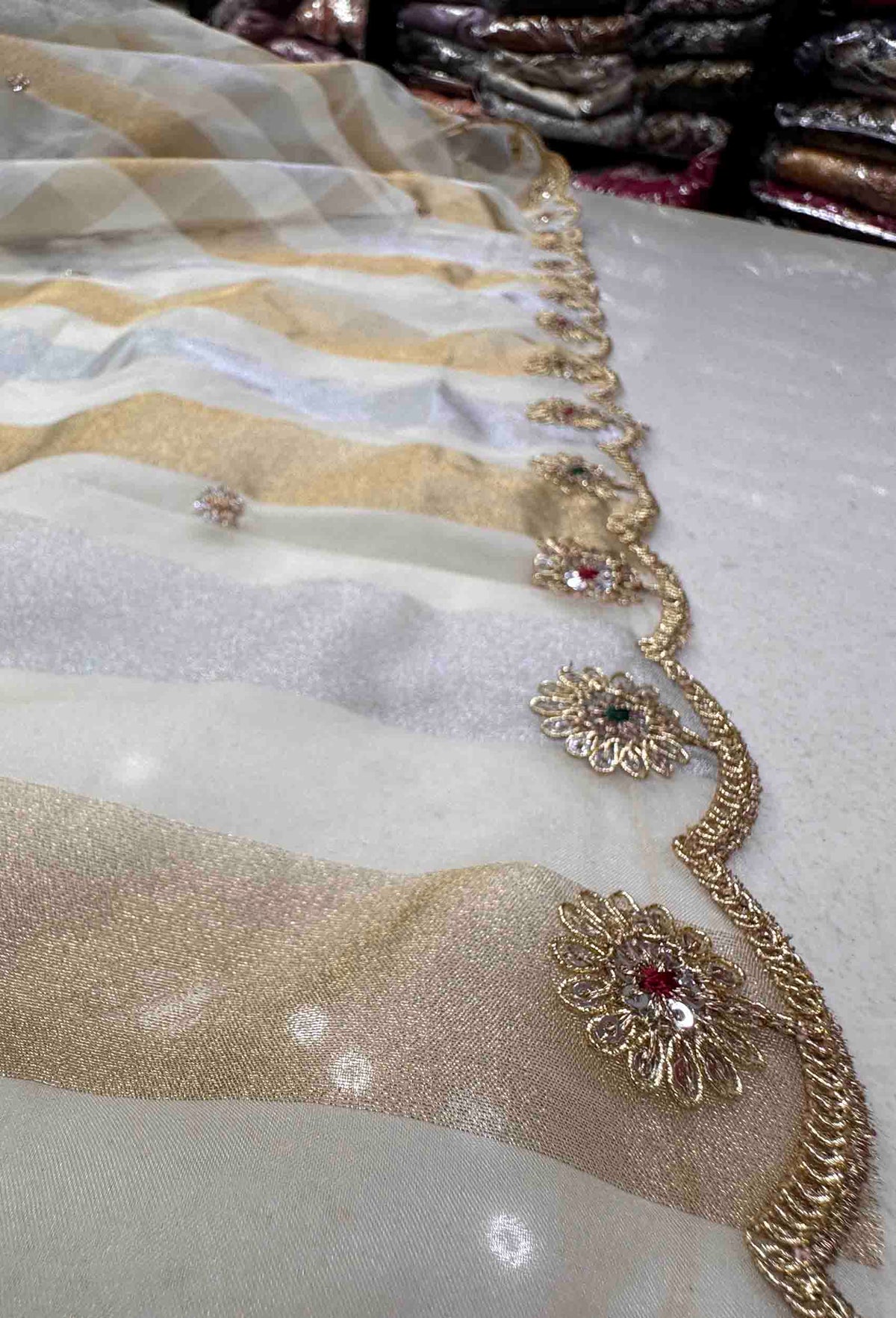 Embroidered Straight Suit with Trouser Pants & Double-Tone Silk Dupatta