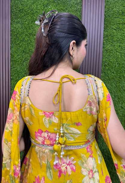 Trendy Spaghetti Strap Short Peplum Sharara Suit