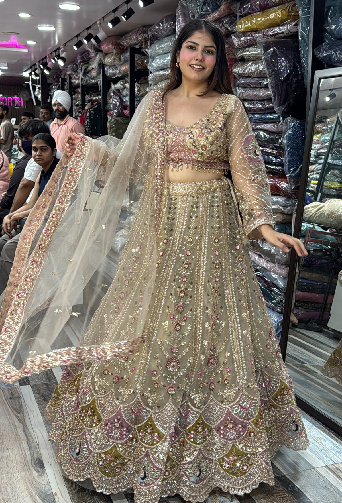 Designer Beadwork Detiling Lehenga Choli with Heavy Dupatta