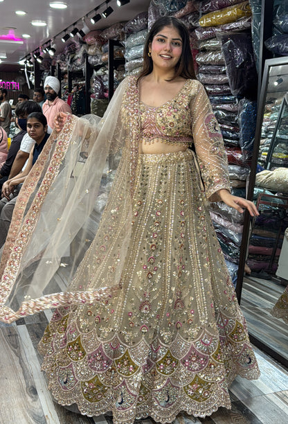Designer Beadwork Detiling Lehenga Choli with Heavy Dupatta