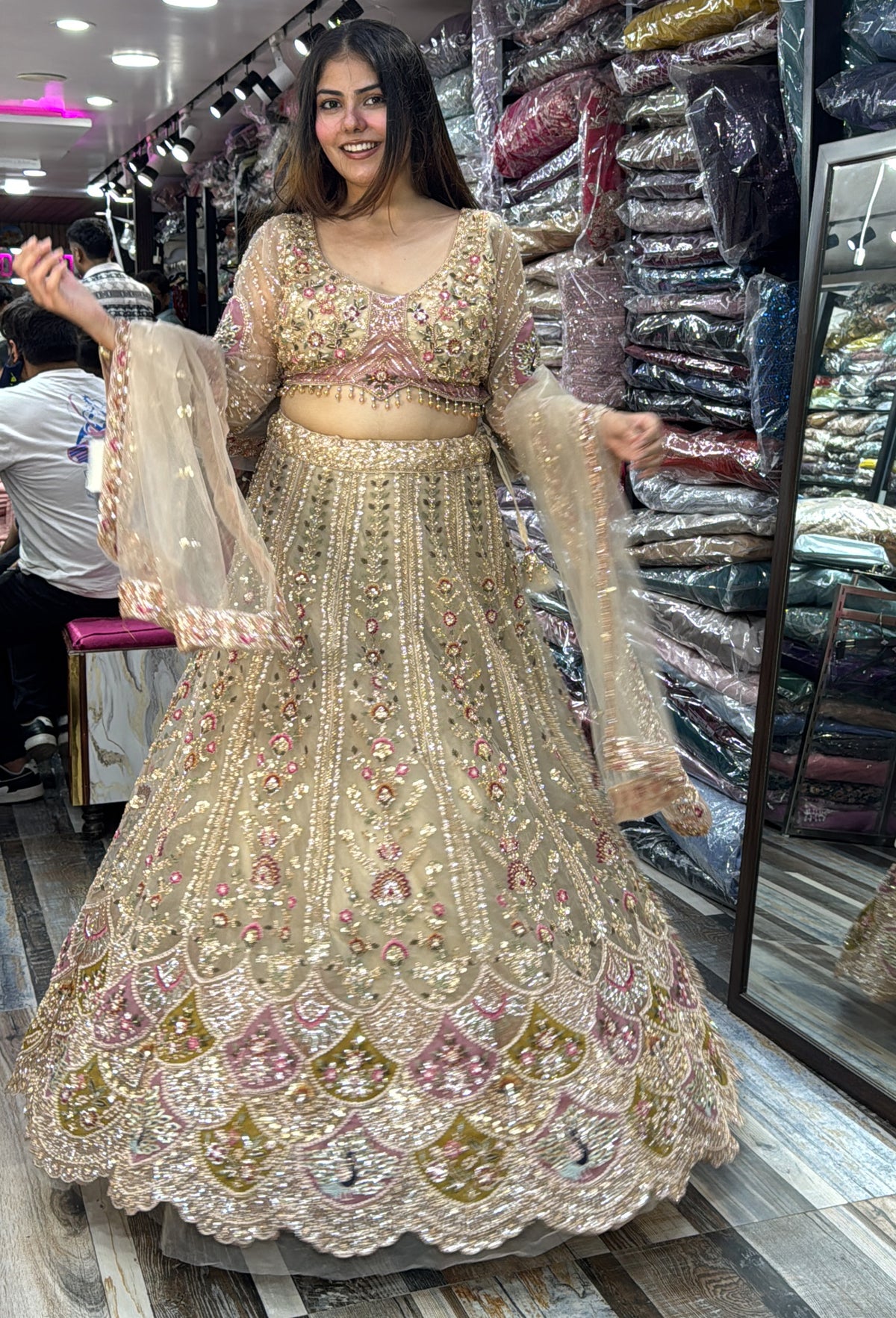 Designer Beadwork Detiling Lehenga Choli with Heavy Dupatta