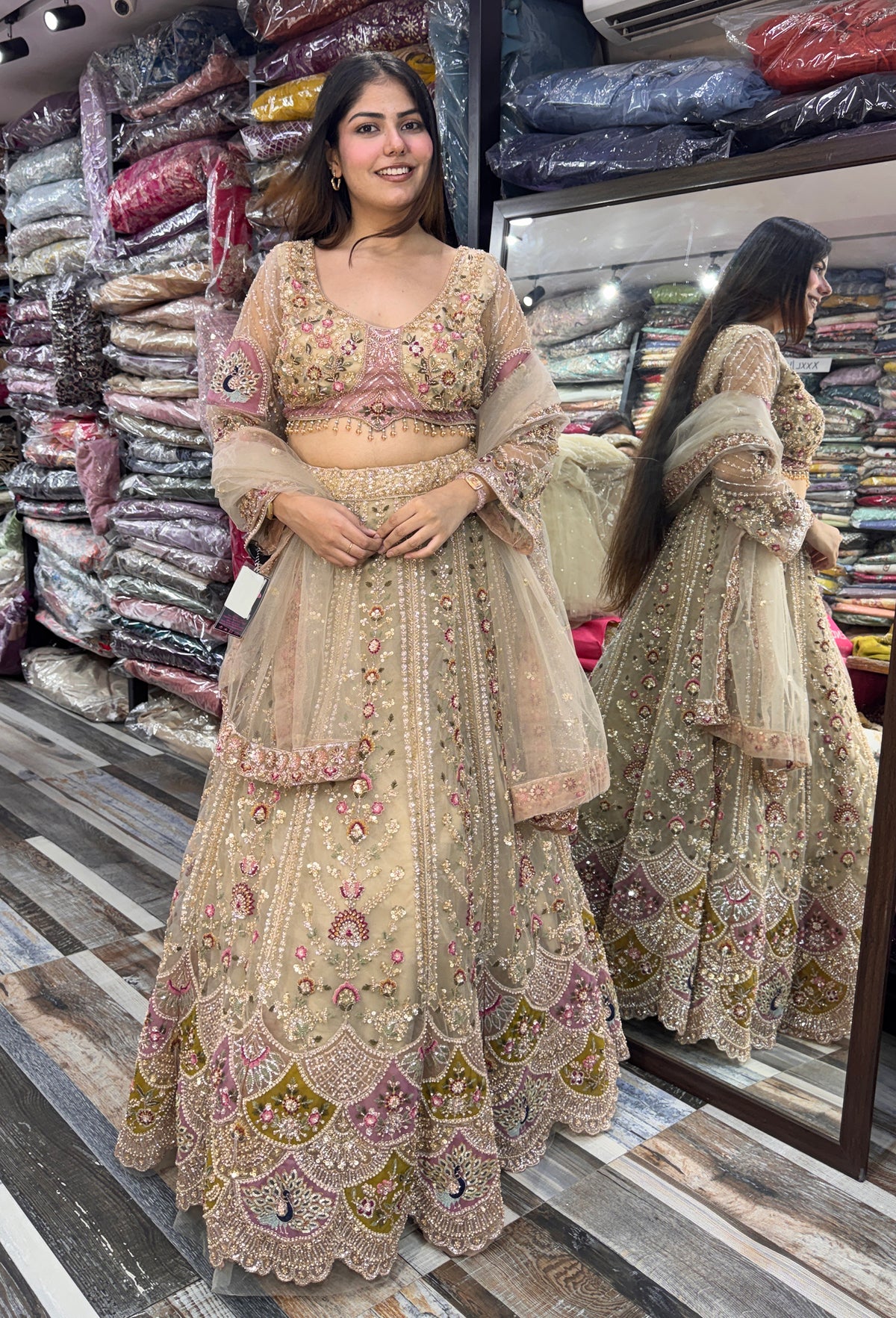 Designer Beadwork Detiling Lehenga Choli with Heavy Dupatta