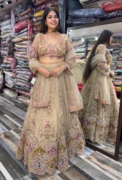 Designer Beadwork Detiling Lehenga Choli with Heavy Dupatta