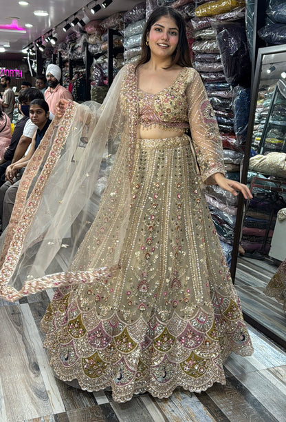 Designer Beadwork Detiling Lehenga Choli with Heavy Dupatta