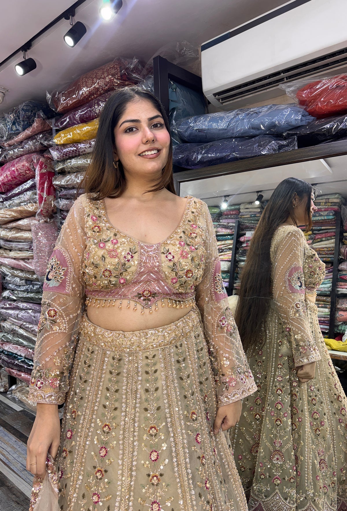 Designer Beadwork Detiling Lehenga Choli with Heavy Dupatta