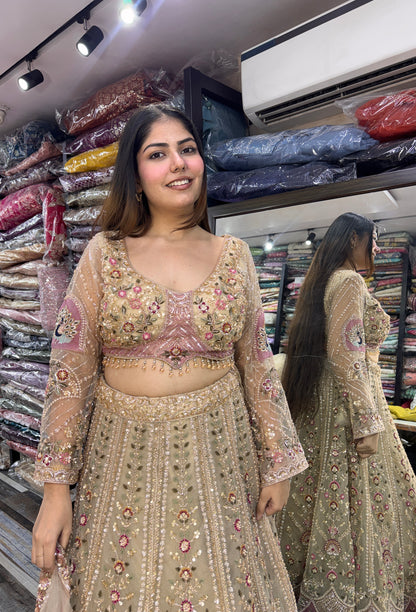Designer Beadwork Detiling Lehenga Choli with Heavy Dupatta