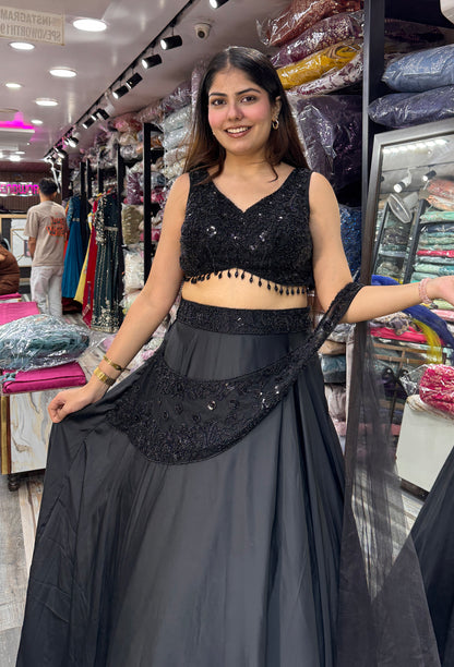 Designer Indo Western Flared Skirt with Spaghetti Blouse