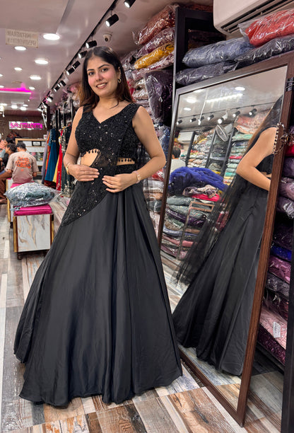 Designer Indo Western Flared Skirt with Spaghetti Blouse