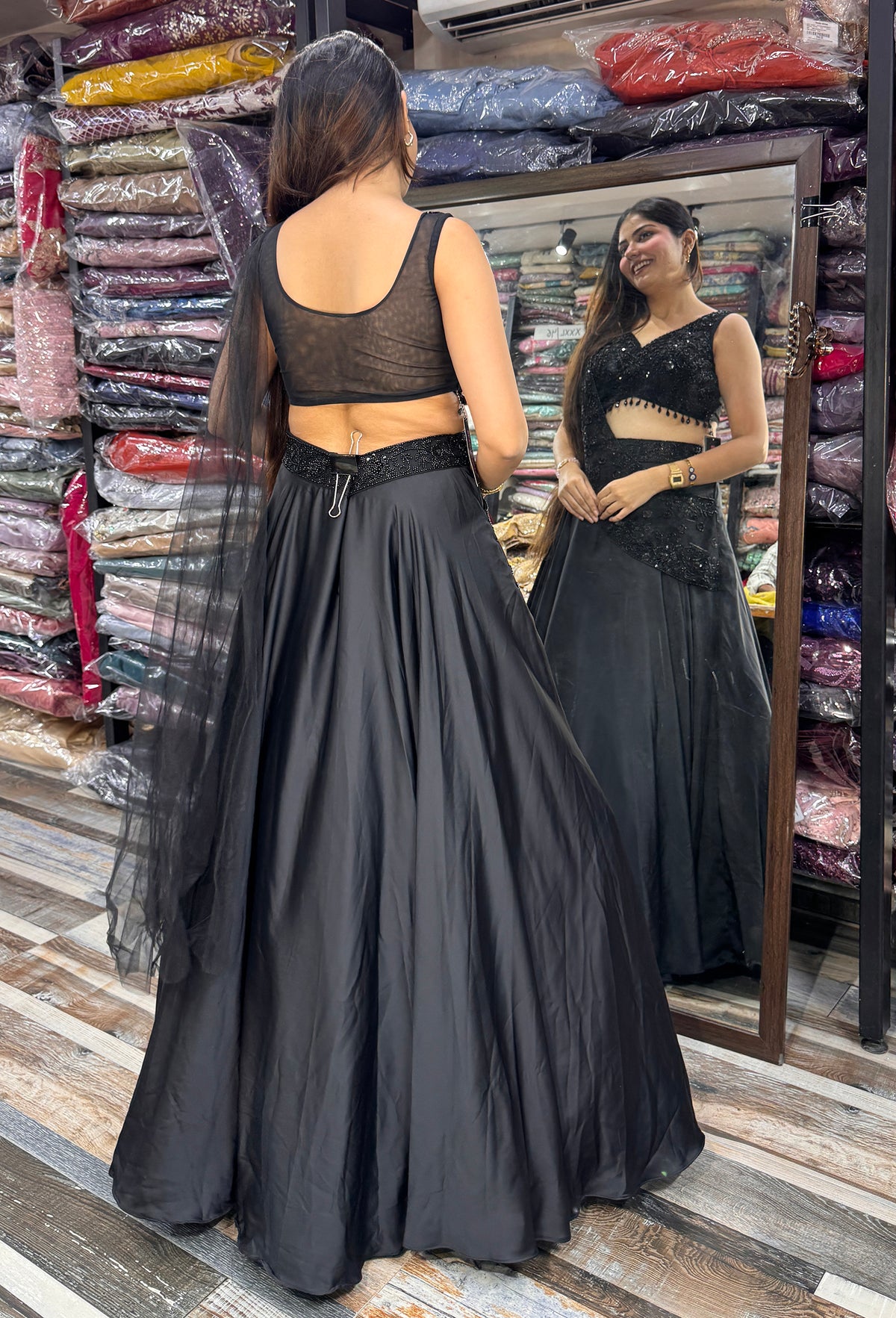 Designer Indo Western Flared Skirt with Spaghetti Blouse