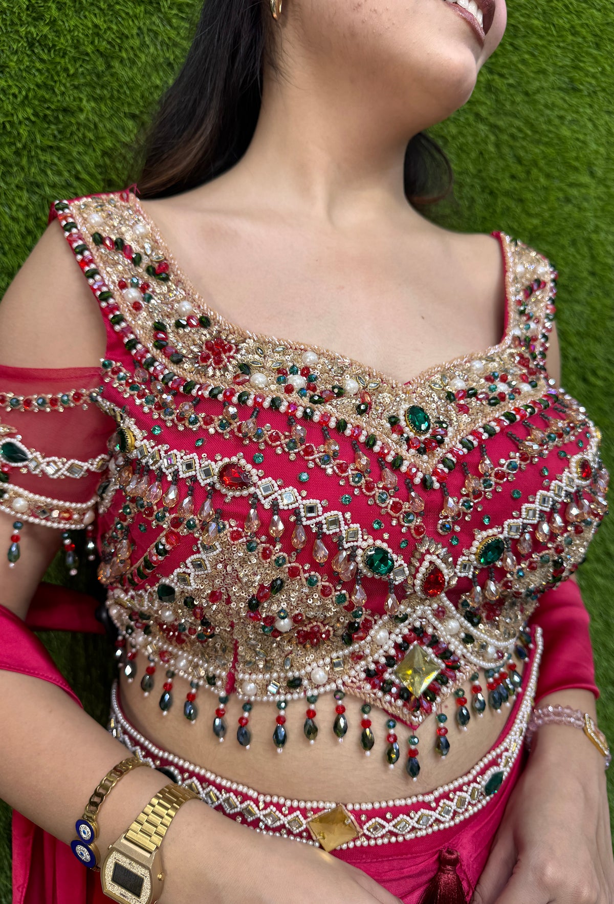 Designer Satin Tulip Style Skirt with Choker Dupatta and  Choli