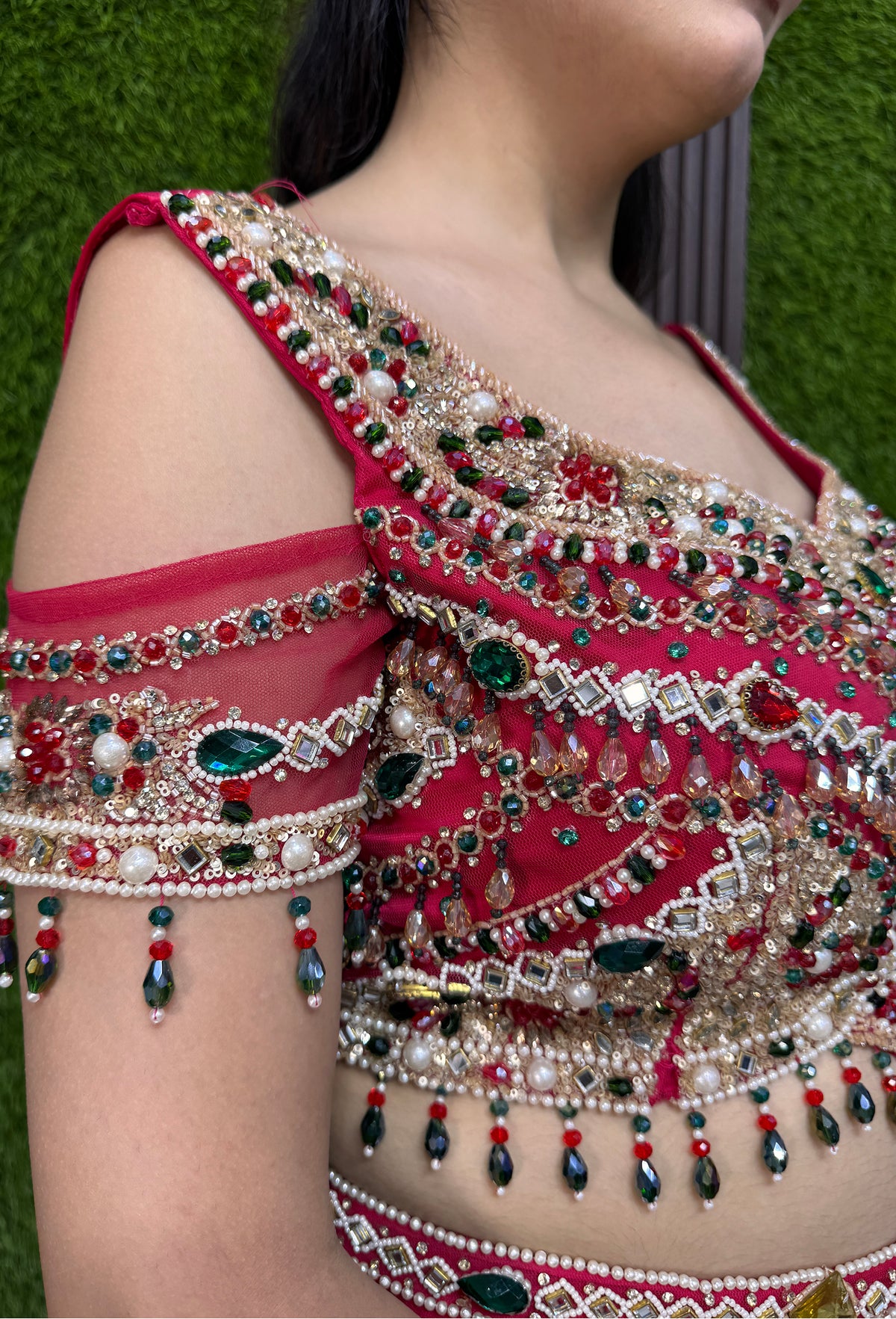 Designer Satin Tulip Style Skirt with Choker Dupatta and  Choli