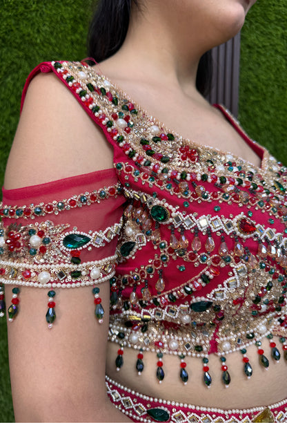 Designer Satin Tulip Style Skirt with Choker Dupatta and  Choli