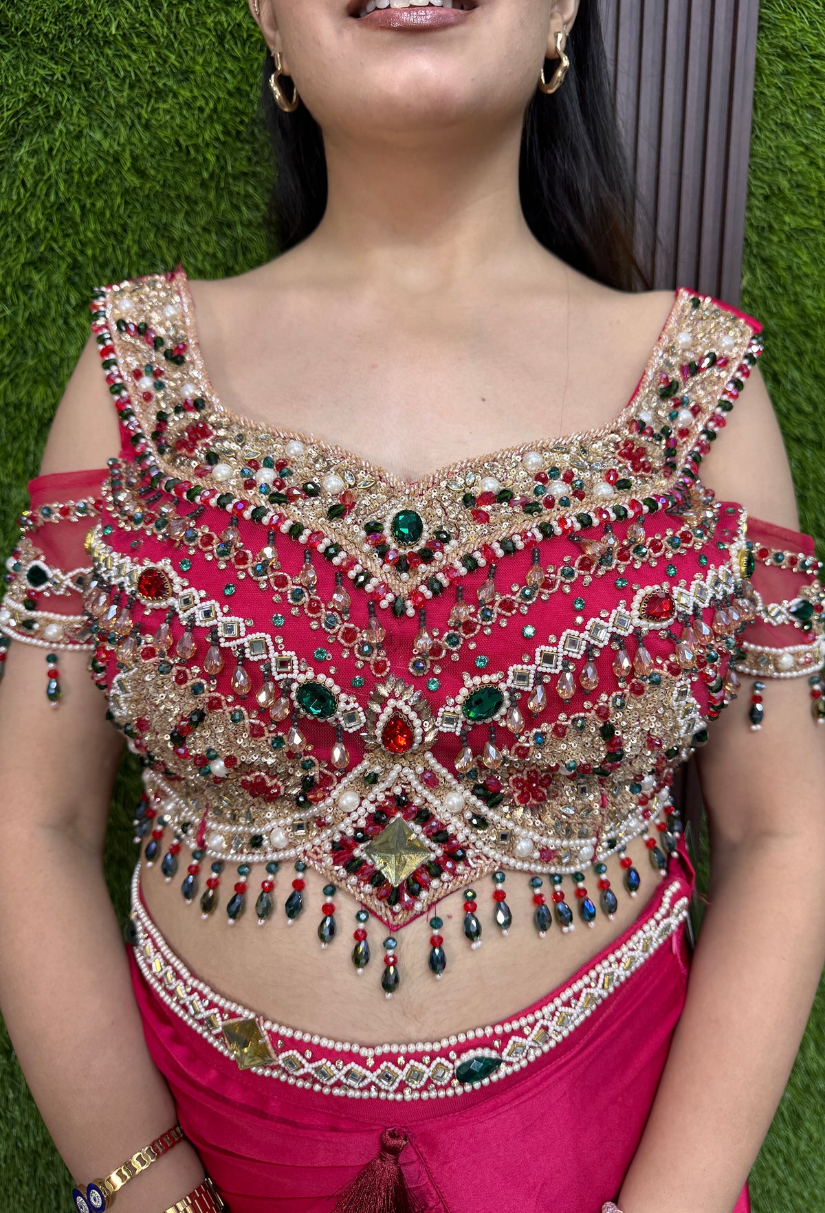 Designer Satin Tulip Style Skirt with Choker Dupatta and  Choli