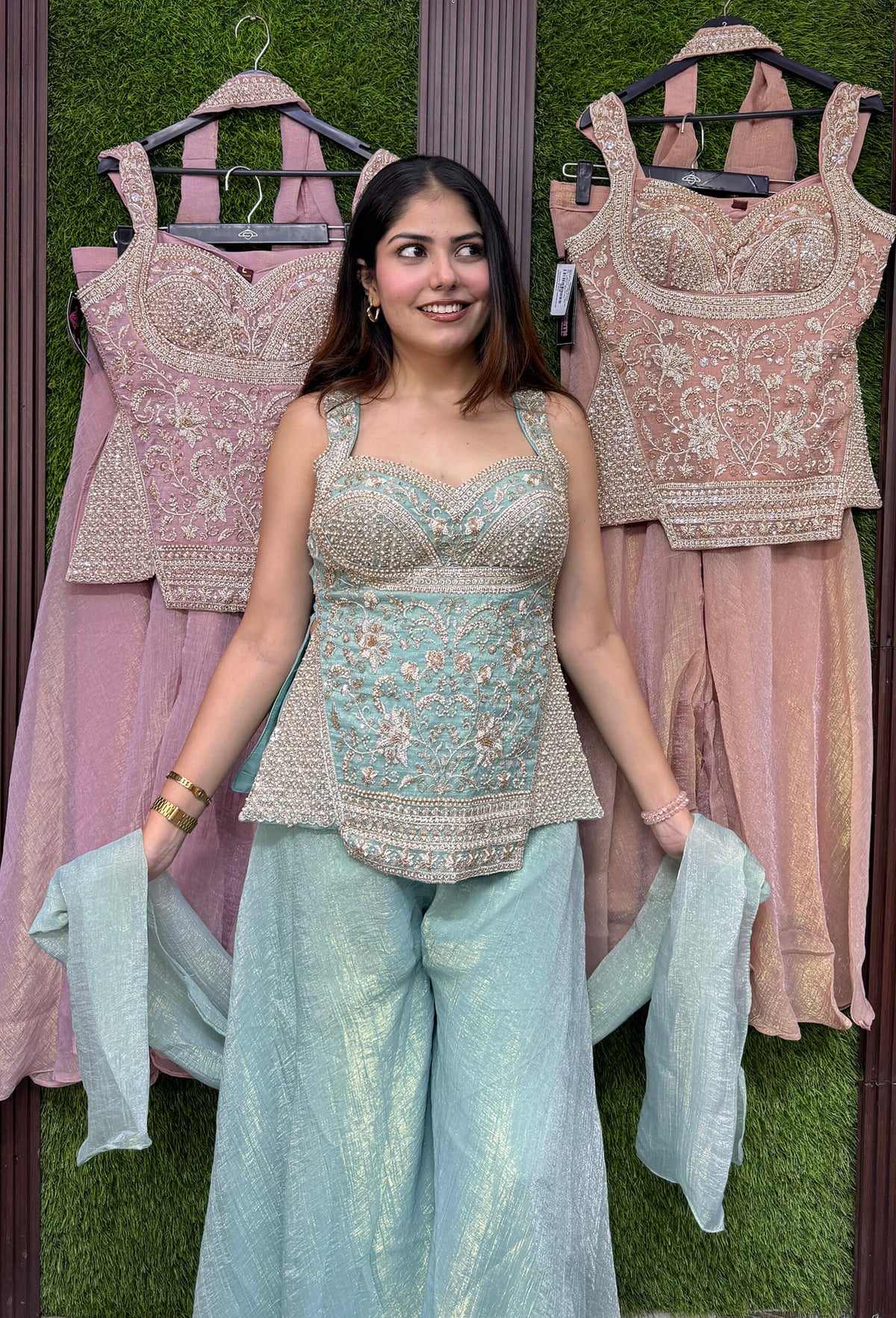 Cord Set-Style Sharara Suit with Spaghetti Neckline and Simple Dupatta