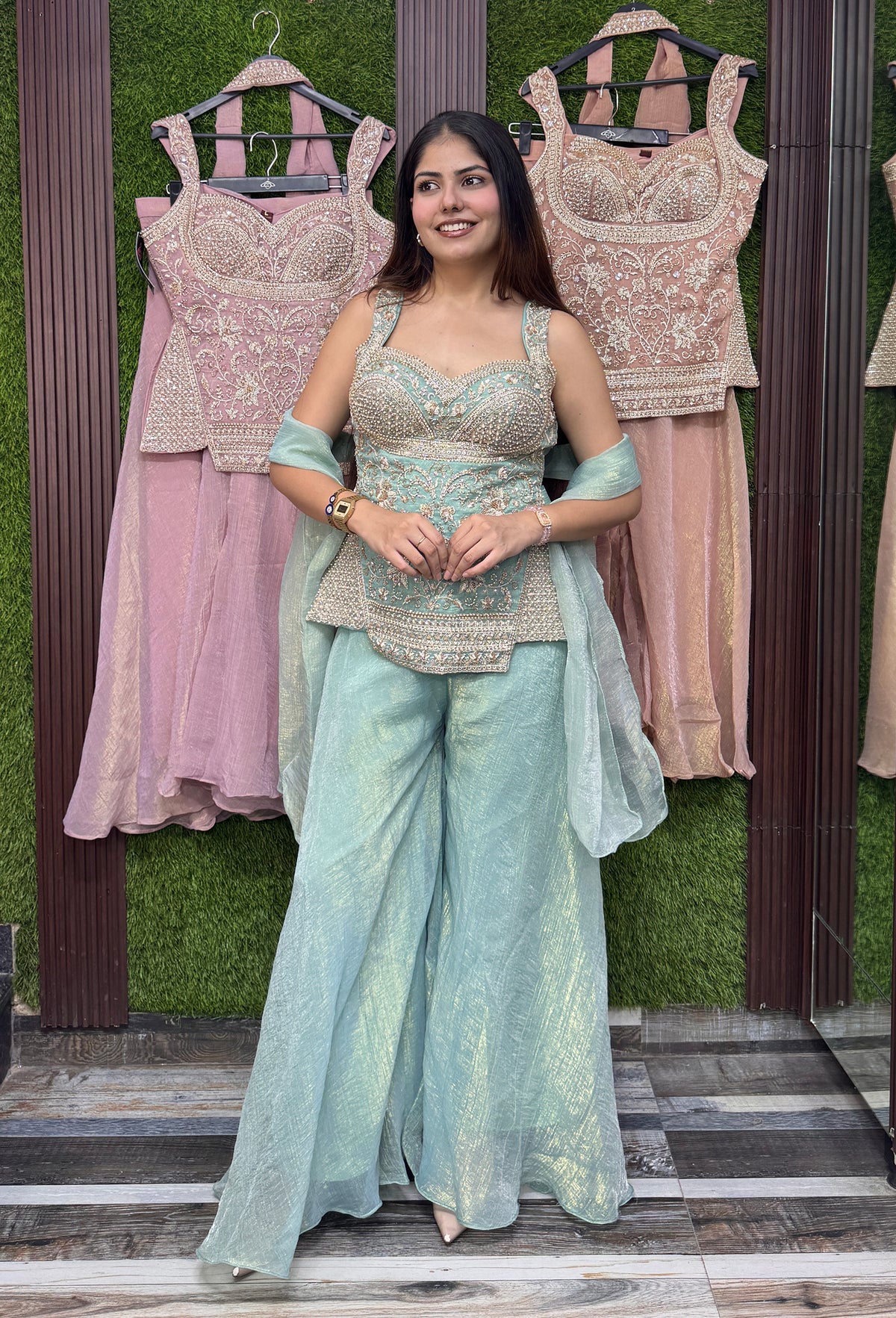 Cord Set-Style Sharara Suit with Spaghetti Neckline and Simple Dupatta