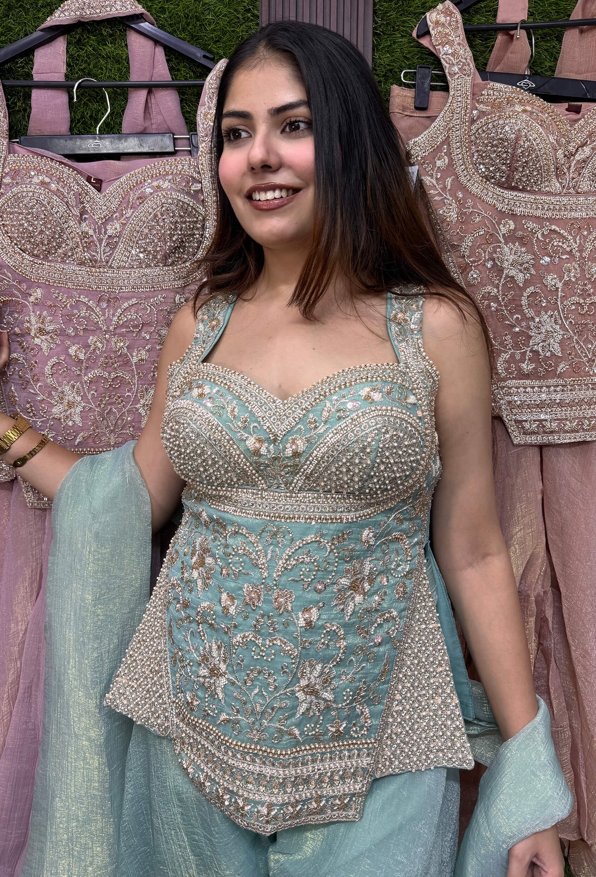 Cord Set-Style Sharara Suit with Spaghetti Neckline and Simple Dupatta