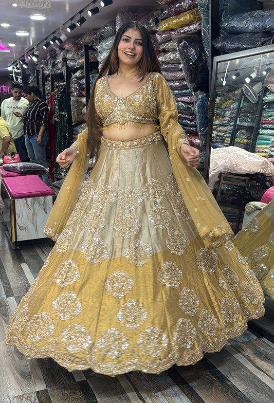 Dual Tone Lehenga Choli with Dupatta and Full Sleeves