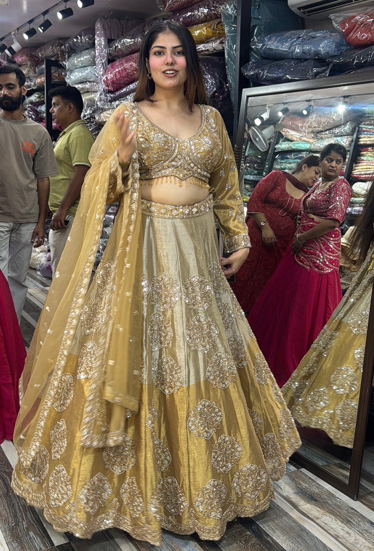 Dual Tone Lehenga Choli with Dupatta and Full Sleeves