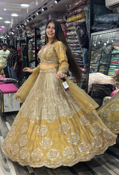 Dual Tone Lehenga Choli with Dupatta and Full Sleeves