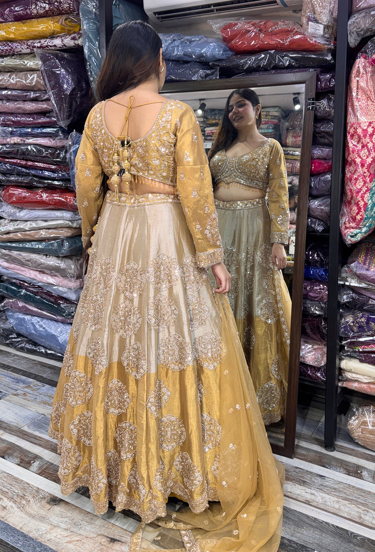 Dual Tone Lehenga Choli with Dupatta and Full Sleeves