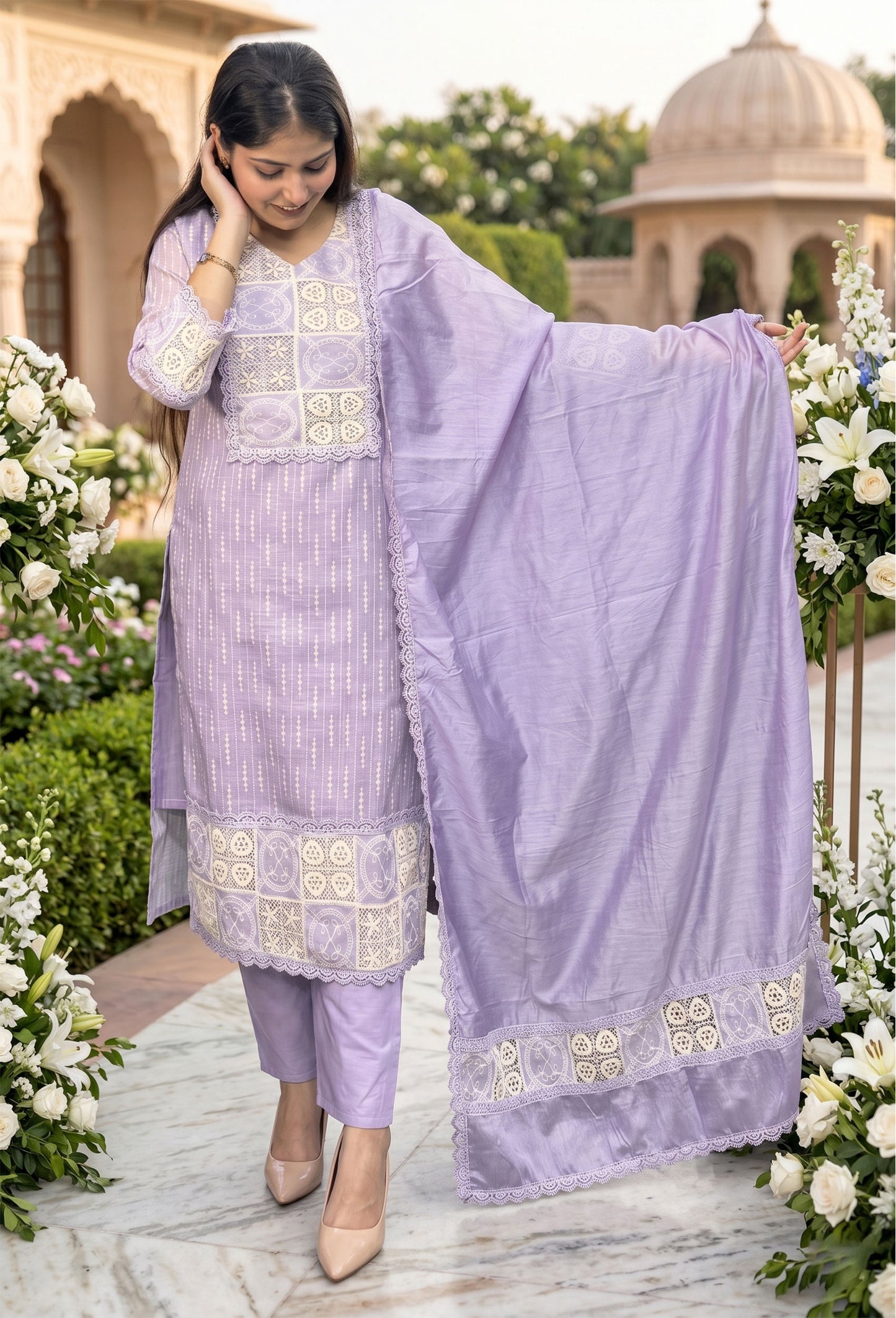 Premium Cotton Pakistani Suit With Crochet Lace Work And Summer Ready Dupatta