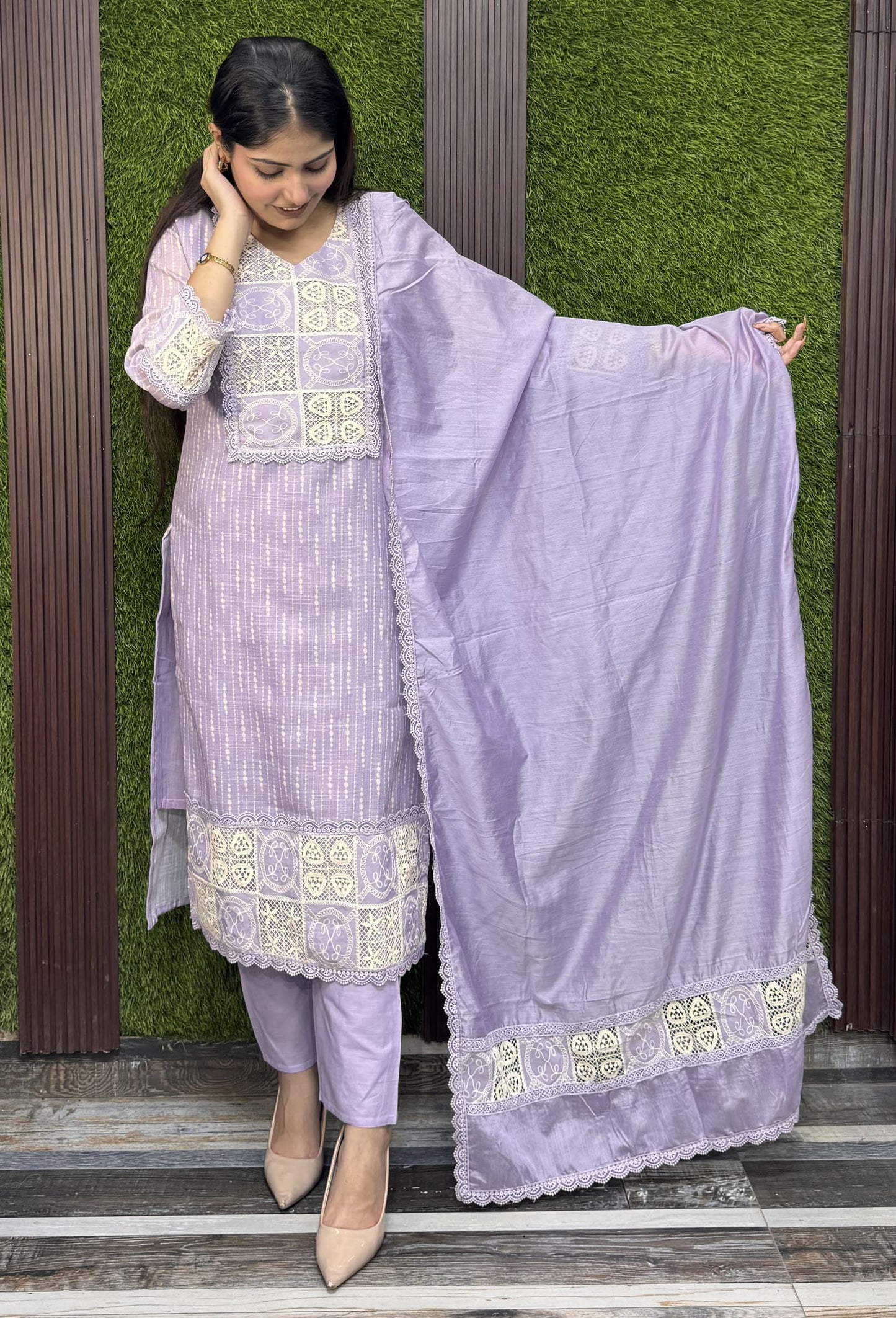 Premium Cotton Pakistani Suit With Crochet Lace Work And Summer Ready Dupatta