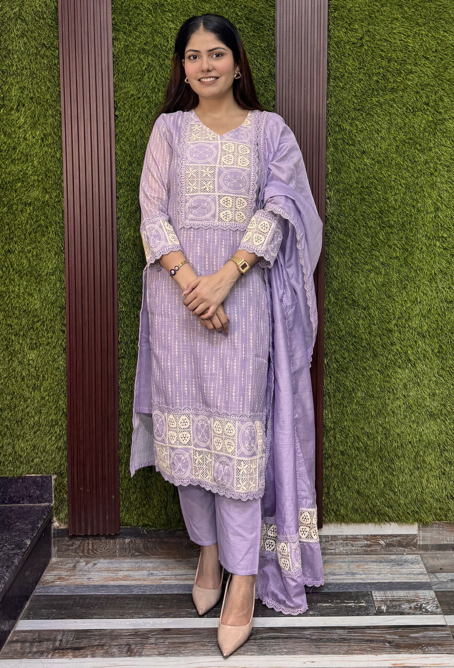 Premium Cotton Pakistani Suit With Crochet Lace Work And Summer Ready Dupatta
