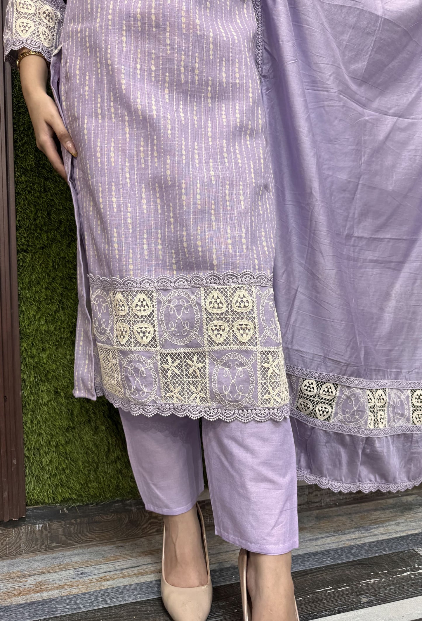 Premium Cotton Pakistani Suit With Crochet Lace Work And Summer Ready Dupatta