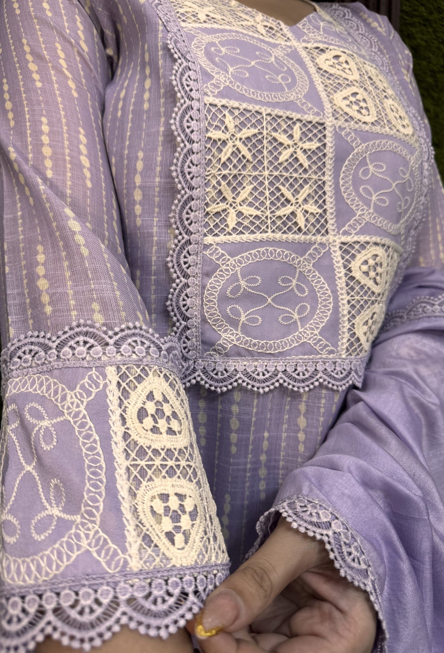 Premium Cotton Pakistani Suit With Crochet Lace Work And Summer Ready Dupatta