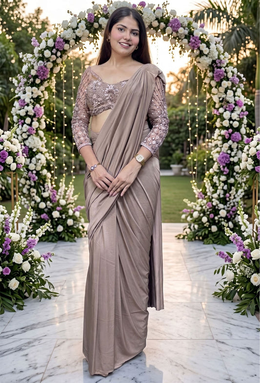 Pure Girlish Design Ready To Wear Drape Saree with Embellished Blouse