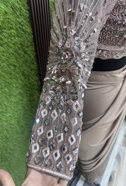 Pure Girlish Design Ready To Wear Drape Saree with Embellished Blouse