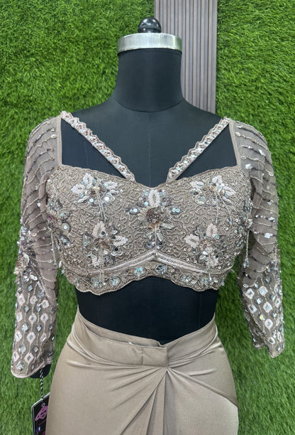 Pure Girlish Design Ready To Wear Drape Saree with Embellished Blouse