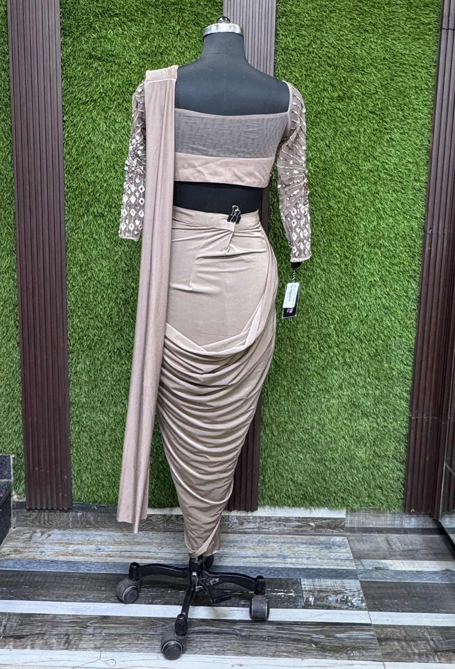 Pure Girlish Design Ready To Wear Drape Saree with Embellished Blouse