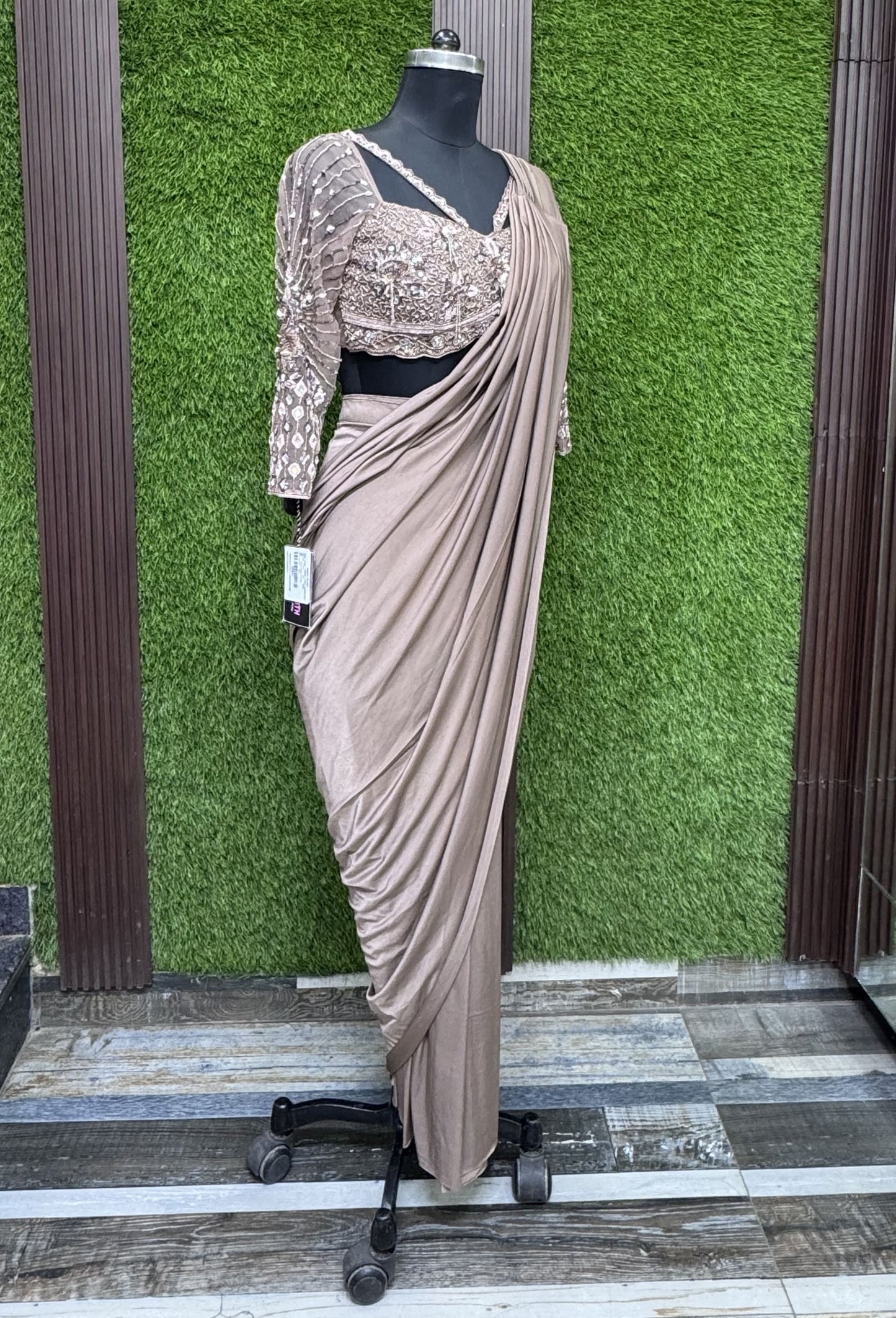 Pure Girlish Design Ready To Wear Drape Saree with Embellished Blouse